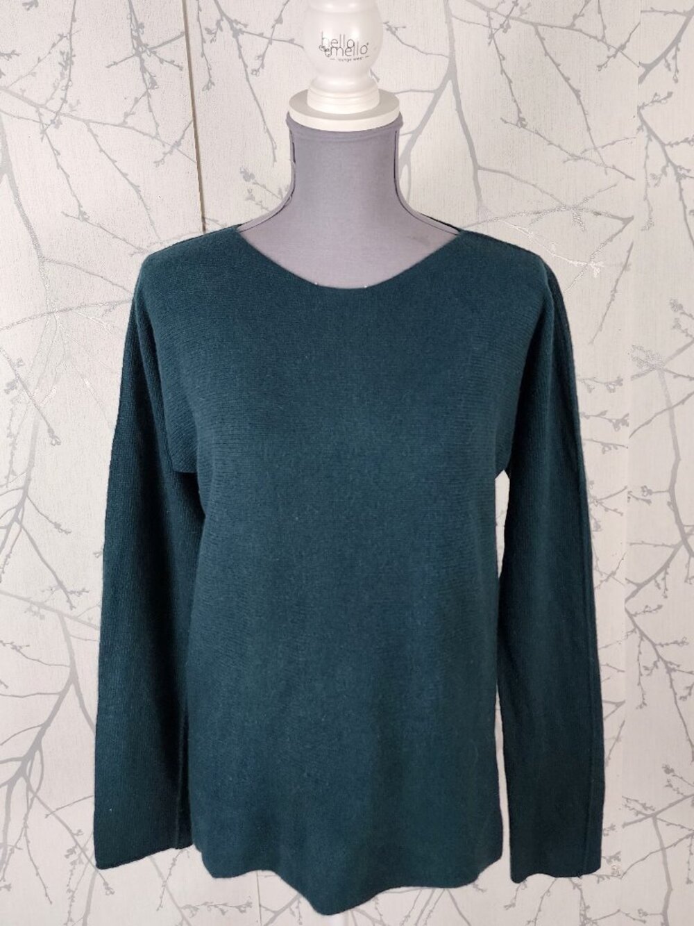 Bianco & Blu Forest Green Merino Wool Cashmere Blend Sweater